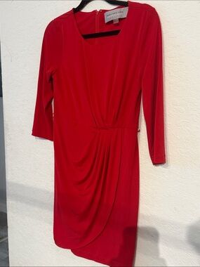 Marc New York Red Draped Long Sleeve Sheath Dress